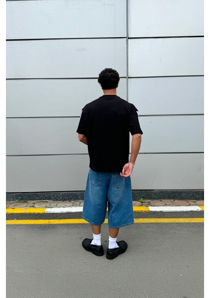 Stillgood Baskılı Siyah Oversize Tişört