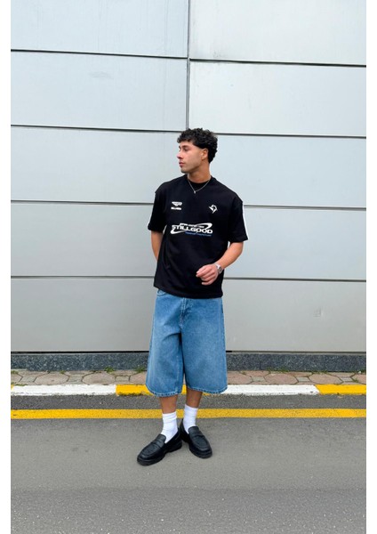 Stillgood Baskılı Siyah Oversize Tişört