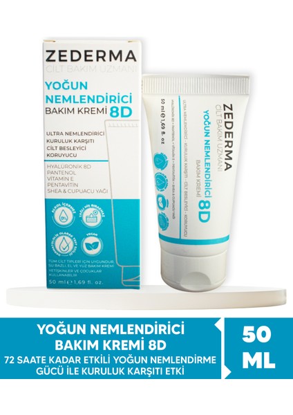 72 Saate Kadar Etkili Yoğun Nemlendirici Bakım Kremi 8d 50 ml