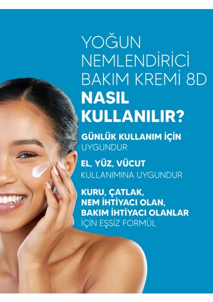 72 Saate Kadar Etkili Yoğun Nemlendirici Bakım Kremi 8d 50 ml fırsatları