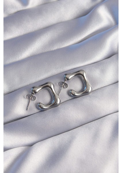 316L Çelik Gümüş Renk Minimal Bubble Küpe - Lisinya