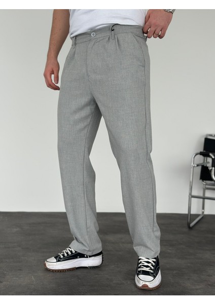 Erkek Baggy Fit Pileli Kumaş Pantolon Gri fiyatları