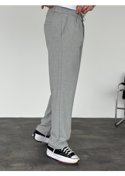 Erkek Baggy Fit Pileli Kumaş Pantolon Gri modelleri