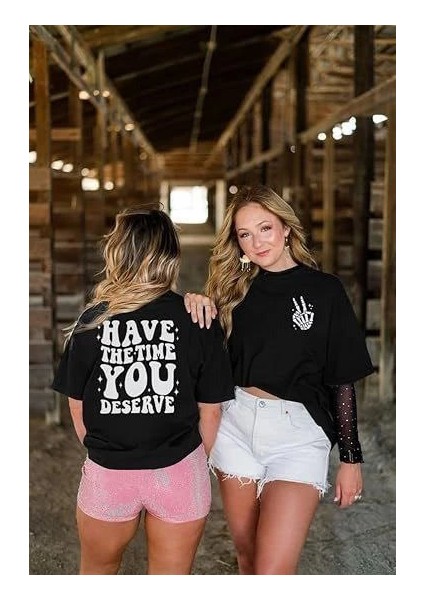 Bisiklet Yaka Kısa Kol Baskılı T-Shirt - Siyah
