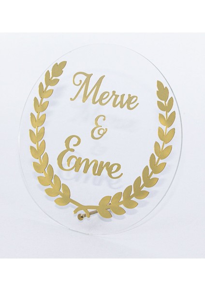 Şeffaf Pleksi Gold Isme Özel Gelin Damat Isimlik Nikah, Nişan Isimlik Standart