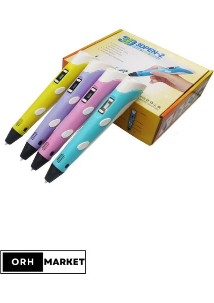 ORH MARKET 3D Kalem USB Kablolu Üç Boyutlu Yazıcı Kalem Printer-Pembe (3 Adet 3m Filament -9metre-)