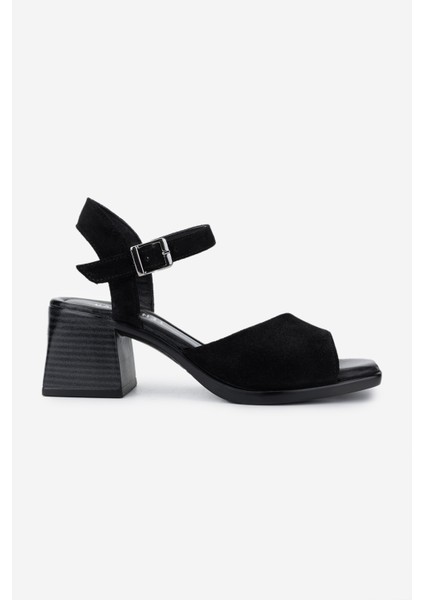 Kadın Deri Siyah Süet Topuklu Sandalet 838 481 Bn Sndlt Y25 Sıyah Suet