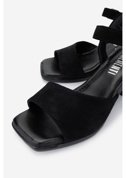 Kadın Deri Siyah Süet Topuklu Sandalet 838 481 Bn Sndlt Y25 Sıyah Suet modelleri