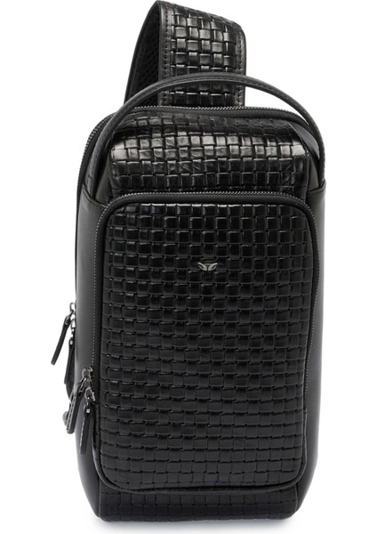 Siyah Hakiki Deri Erkek Çapraz Askılı Çanta - S1AC00021524-V2D