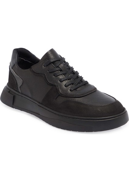 Siyah Hakiki Deri Erkek Sneaker - E24I1AY56908-H4D