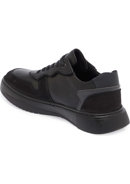 Siyah Hakiki Deri Erkek Sneaker - E24I1AY56908-H4D