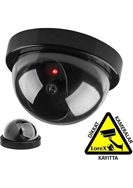 Robotix RB-SK04 Caydırıcı Dome Kamera + Dikkat Kameralar Kayıtta Etiketi - Sahte Kamera
