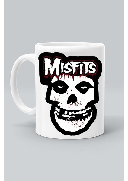 Rock Müzk Grup Mısfıts Logo Baskılı Beyaz Kupa Bardak