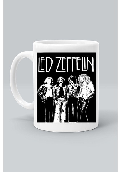 Rock Müzk Grup LED Zeppelin Logo Baskılı Beyaz Kupa Bardak