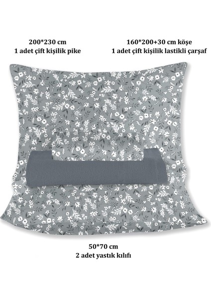 %100 Pamuk Olivia Indigo Çift Kişilik Pike Takımı 200 x 230 cm indirimleri