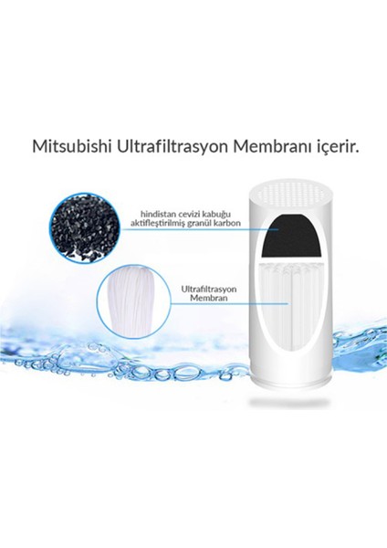Water UF Membran Filtreli Musluk Ucu Arıtıcı / 3 Adet UF Membran Filtreli Kartuş / GW-D01P2