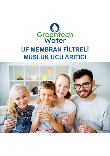 Water UF Membran Filtreli Musluk Ucu Arıtıcı / 3 Adet UF Membran Filtreli Kartuş / GW-D01P2
