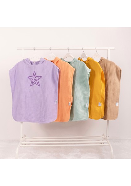 4 Katlı Nakışlı Müslin Panço - Melon