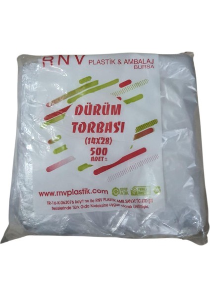 5000 Adet Dürüm Poşeti Bursa Plastik 10 Paket :500'lü Askılı 14 x 28 cm fiyatları