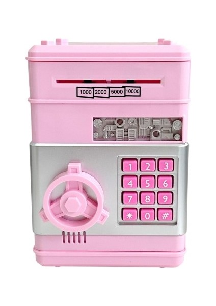 Şifreli Otomatik Kağıt Para Alan Atm Pembe Kumbara