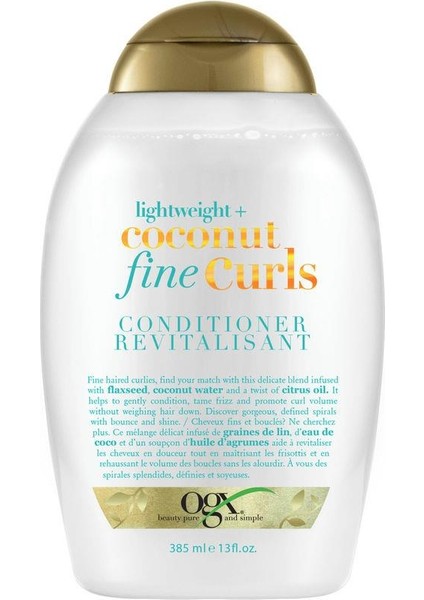 Coconut Fine Curls Saç Bakım Kremi 385 ml
