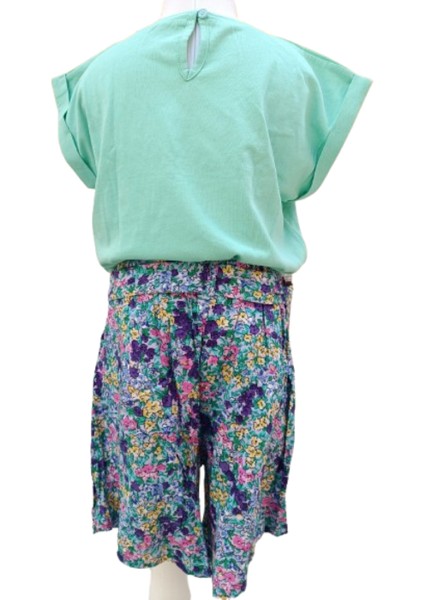 Kız Çocuk İkili Takım T-Shirt Çiçekli Şortlu 3-4 Yaş Çok Renkli modelleri