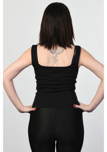 Kalın Askılı Kadın Bluz - Siyah Siyah - 42 indirimleri