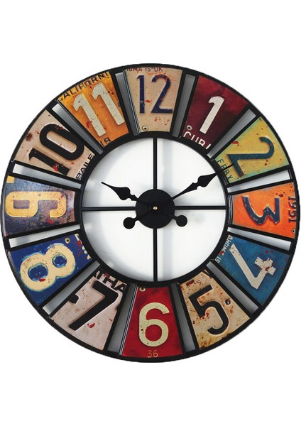 60CM Dijital Yuvarlak Vintage Duvar Saati Yaratıcı Duvar Saati Sticker Demir Dekorasyon Saati (Yurt Dışından)