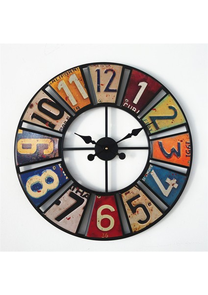 60CM Dijital Yuvarlak Vintage Duvar Saati Yaratıcı Duvar Saati Sticker Demir Dekorasyon Saati (Yurt Dışından)