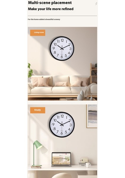 Modern Basit Yuvarlak Saat 12 Inç Sessiz Tarama Yatak Odası Çalışma Odası Duvar Saati Çocuk Odası Şeker Renkli Saat (Yurt Dışından)