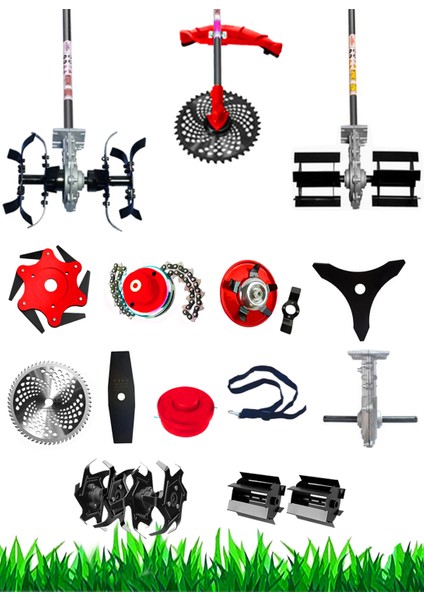 German X-Werttens 11 İN 1 Yan Tipi Tırpan Benzinli Motorlu Ot Çalı Çim Biçme Makinesi Full Aparat Hediyeli