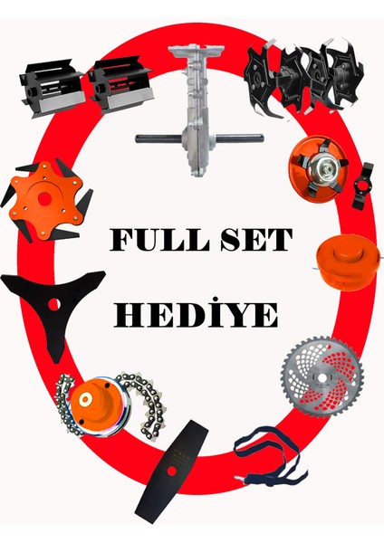 German X-Werttens 11 İN 1 Yan Tipi Tırpan Benzinli Motorlu Ot Çalı Çim Biçme Makinesi Full Aparat Hediyeli