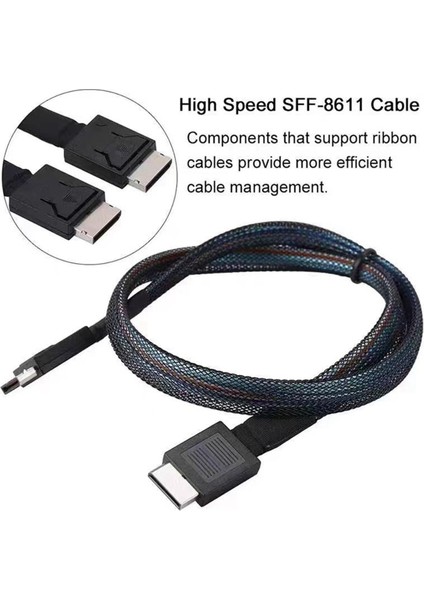 Sabit Disk Kablosu Oculink SFF-8611 Pcie4.0 Dizi Kartı Bağlantı Kablosu (Yurt Dışından)