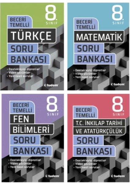 Tudem Yayınları 8.sınıf Lgs Beceri Temelli Türkçe - Matematik - Fen Bilimleri - T.c Inkilap Tarihi Soru Bankası