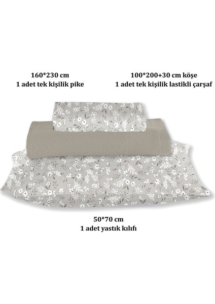 %100 Pamuk Olivia Toprak Tek Kişilik Pike Takımı 160 x 230 cm indirimleri