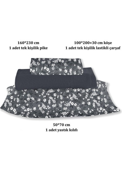 %100 Pamuk Olivia Lacivert Tek Kişilik Pike Takımı 160 x 230 cm indirimleri