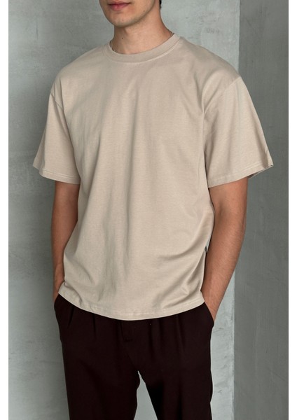 Erkek %100 Pamuk Oversize Basic T-Shirt