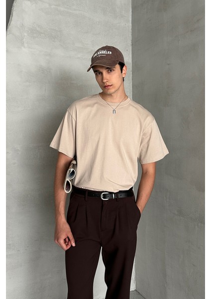 Erkek %100 Pamuk Oversize Basic T-Shirt fırsatları