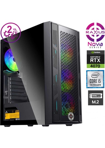 Nova G1 I5 4070-14FF I5-14400F 32GB 512SSD RTX4070 Freedos Gaming Masaüstü Bilgisayar fiyatları