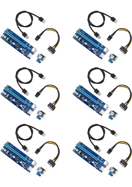 Bitcoin Madencisi Için 6 Paket 1x Ila 16X Sata Ila 6pin Molex Usb3.0 Kablosu (Yurt Dışından)