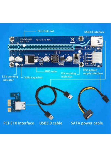 Bitcoin Madencisi Için 6 Paket 1x Ila 16X Sata Ila 6pin Molex Usb3.0 Kablosu (Yurt Dışından)