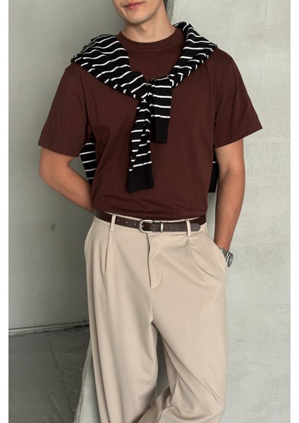 Erkek %100 Pamuk Oversize Basic T-Shirt