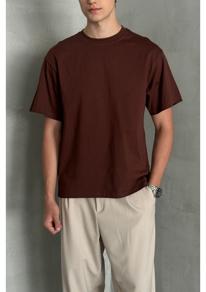 Erkek %100 Pamuk Oversize Basic T-Shirt indirimleri