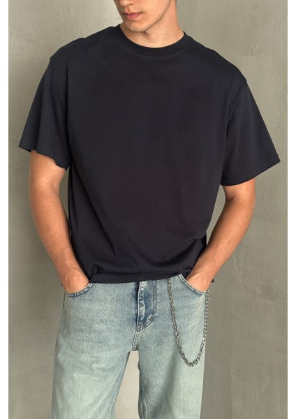 Erkek %100 Pamuk Oversize Basic T-Shirt