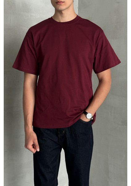 Erkek %100 Pamuk Oversize Basic T-Shirt