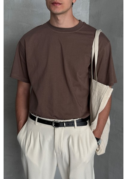 Erkek %100 Pamuk Oversize Basic T-Shirt