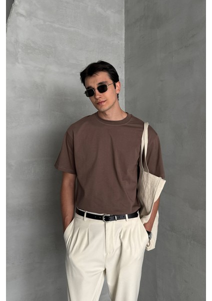Erkek %100 Pamuk Oversize Basic T-Shirt fırsatları