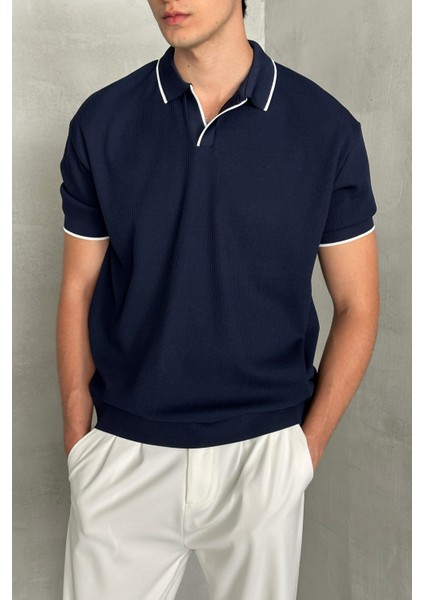 Erkek Oversize Polo Yaka Triko T-Shirt