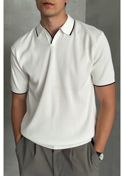 Erkek Oversize Polo Yaka Triko T-Shirt