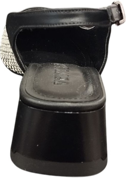 8671036Z Arkası Açık Yuvarlak Burun 4 cm Kalın Topuklu Hasır Ayakkabı